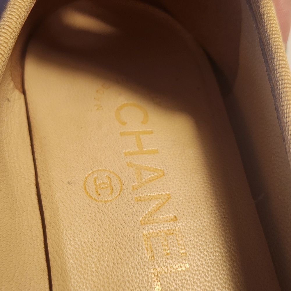 CHANEL Classic Beige Ballet Flats Black CC Cap Toe Ballerinas 36 - Picture 9 of 13